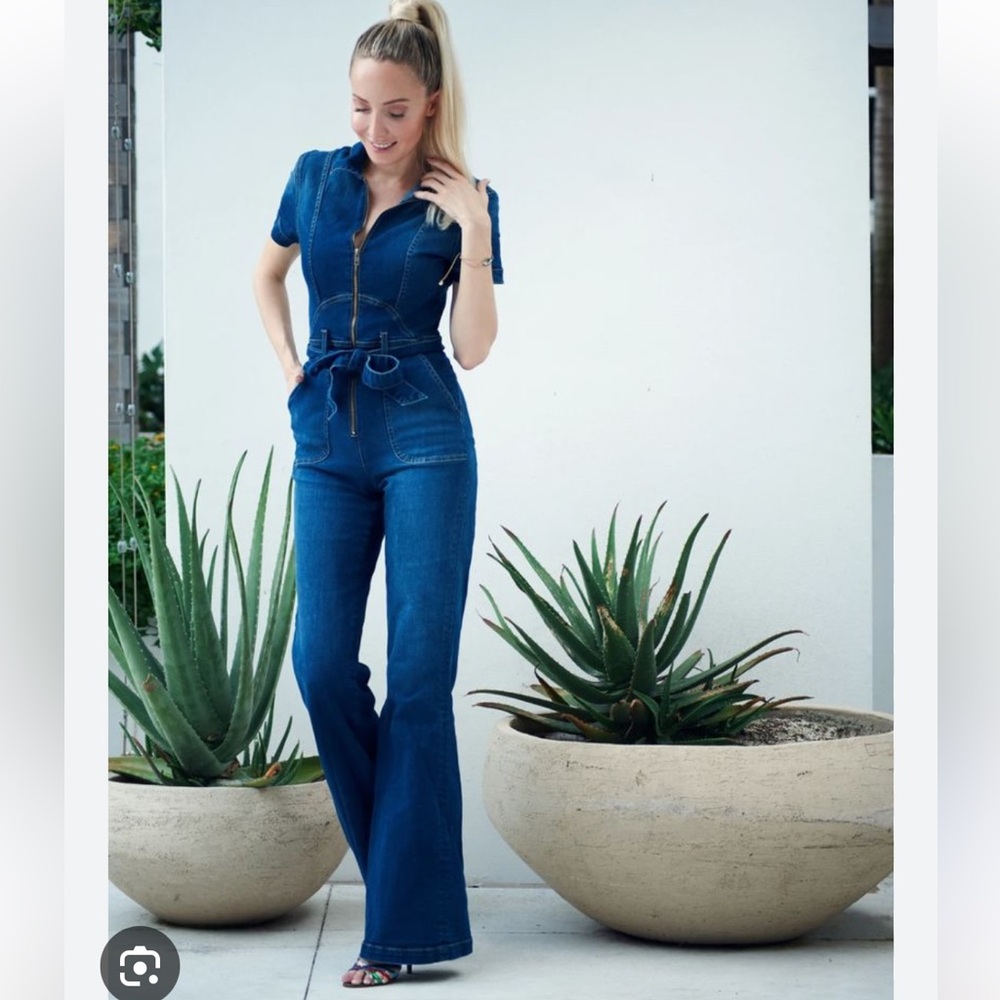 Chic Blue Denim Flare Jumpsuit